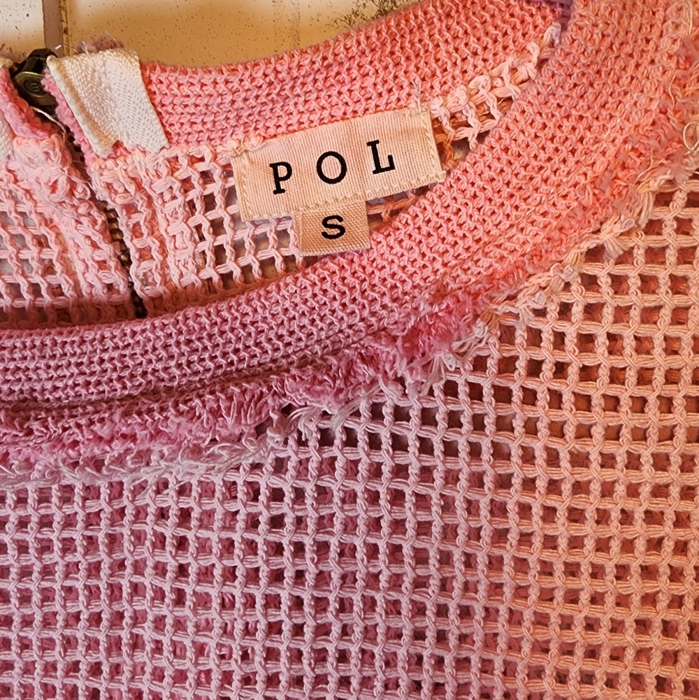 POL Pink Crochet Mesh Sweater - Picture 5 of 7